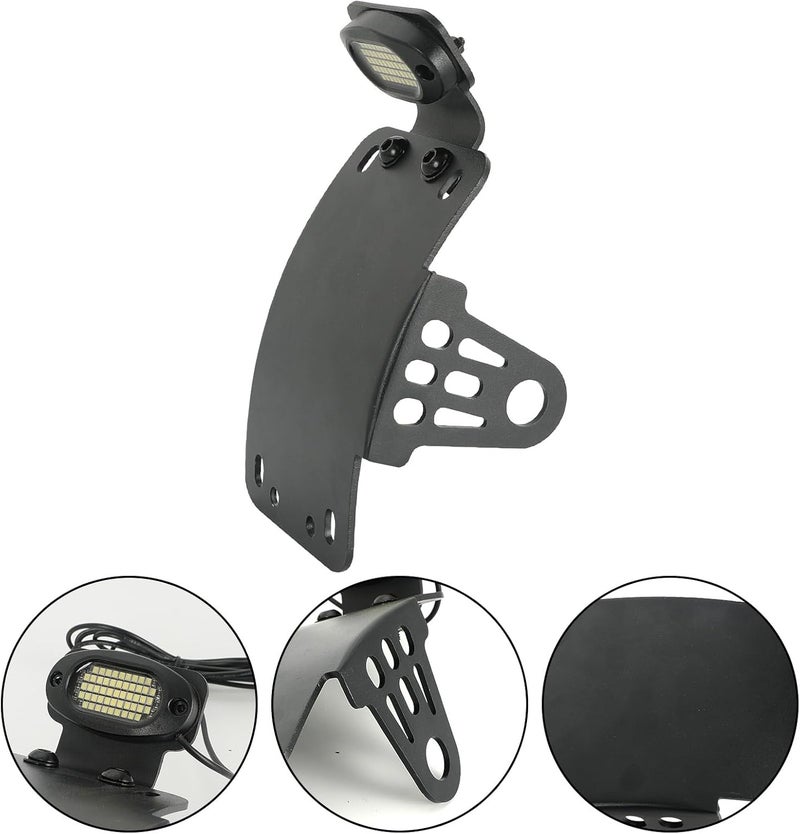 SUNPIE Add White Lights Black Motorcycle Cured Vertical Side Mount Licese Plate Tag Holder Bracket Fits All Sport Bike - Image 2